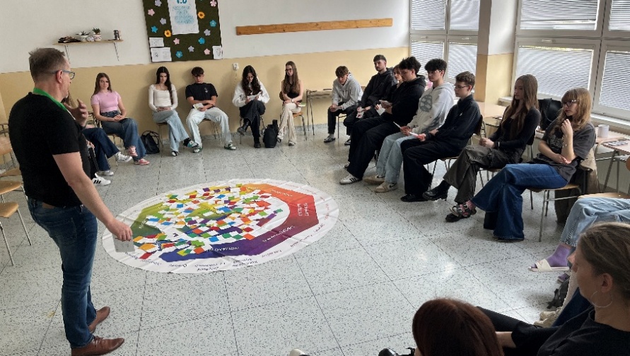 Youth workers sitting in a circle during a Not Just a Game workshop